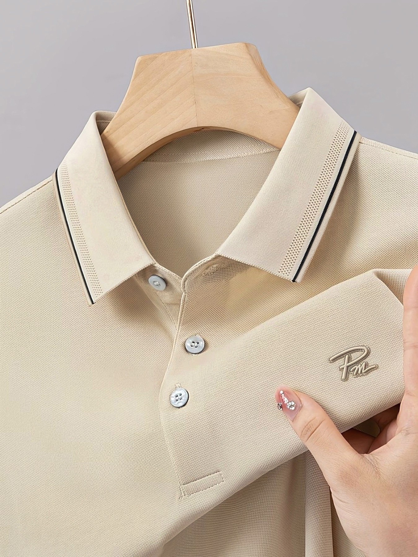 100% Knitting Dying PK Cotton Polo Shirt [Pm-Cream]